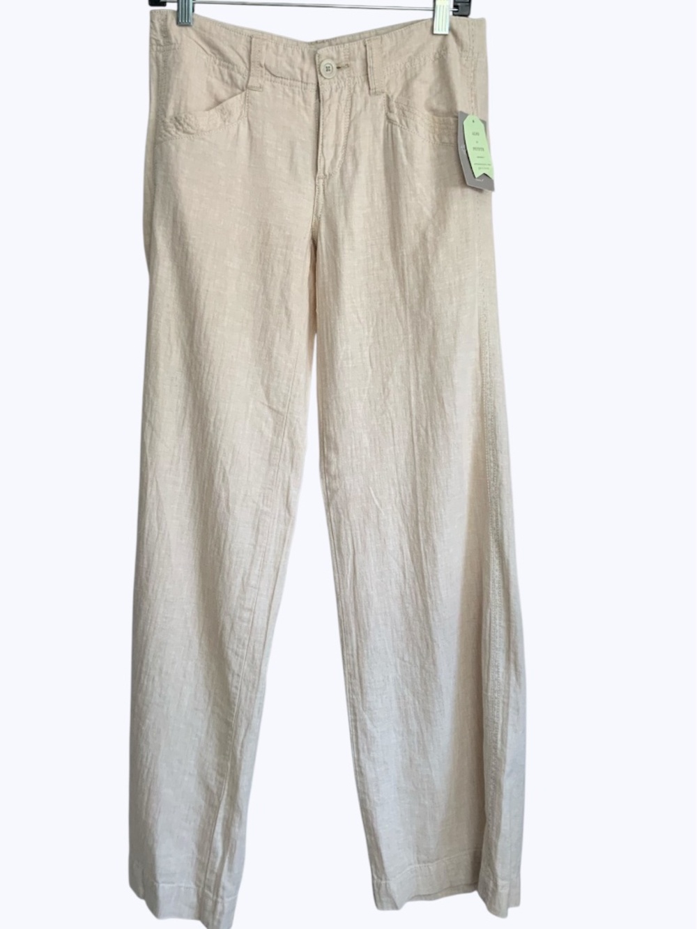 Anthropologie Pilcro Mid Rise Linen Cotton Blend Pants Neutral Sand NWT SZ 2